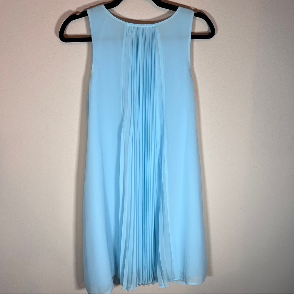 BCBG light blue pleated trapeze aline mini dress - Picture 5 of 10